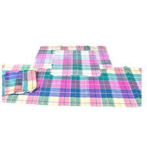 Plaid Table Linen Set Pastel Table Runner Napkins Placemats